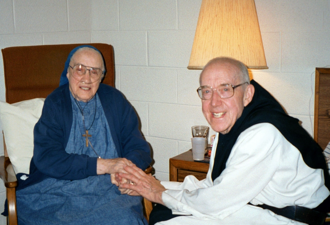 Sr. Mary Elizabeth and Fr. Edward McCorkell, former abbot of the Trappist Monastery where Sister first received her habit. Photo taken in 2002.